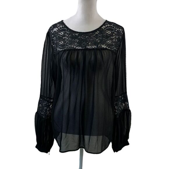 For Love And Lemons Black Lacy Blouse Size M - Picture 1 of 13